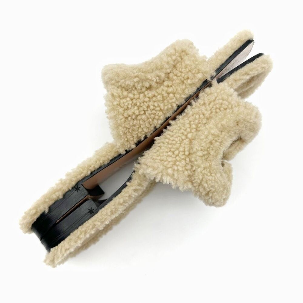 GUCCI Wool Shearling Fur GG Sandal Mule 37.5 Interlocking GG Logo Slip On Slide - Picture 8 of 11